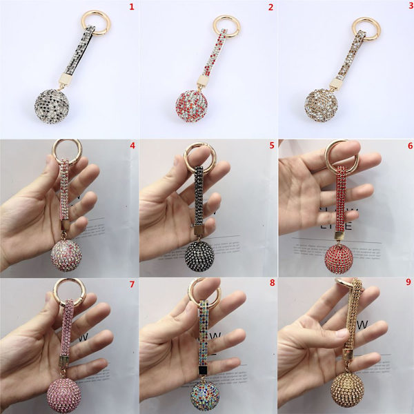 Rhinestone läderrem Crystal Ball Pendant nyckelring 2 2