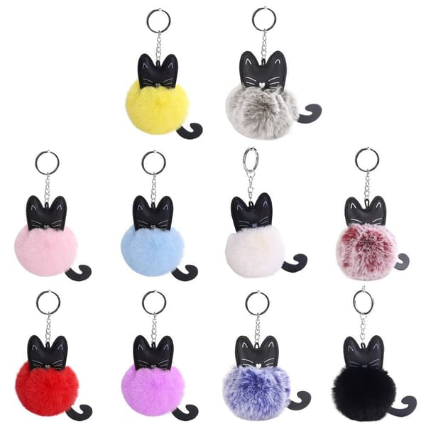 3 Stk Cat Shape Pendler Bilnøglering SORT Black