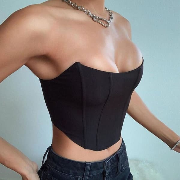 Ermeløs Top Off Shoulder Corset RED M red M