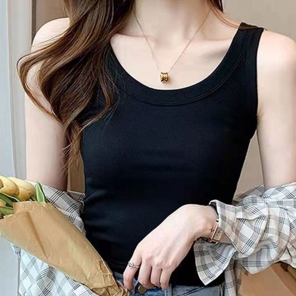 Dame Camisole Slim Tank Top SVART black