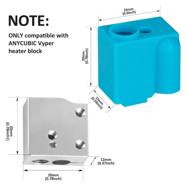3stk 3D Varmeblokk Silikon Sokker Oppgradering Hotend Cover
