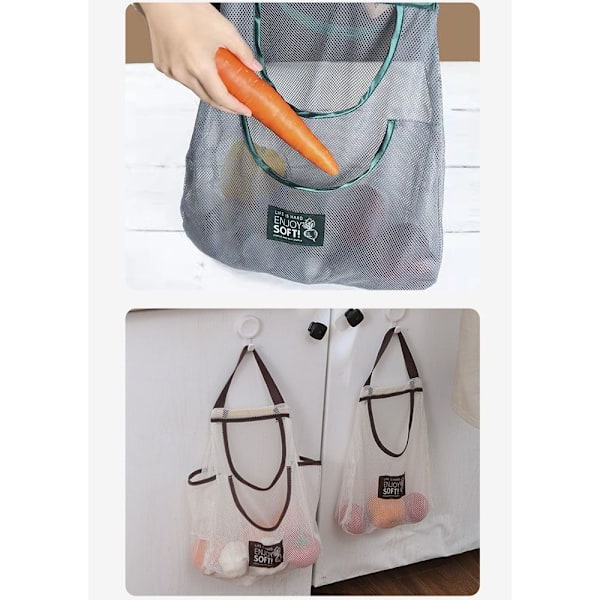 Hängande Mesh Förvaringspåsar Net Storage Tote Bags Frukt Förvaring