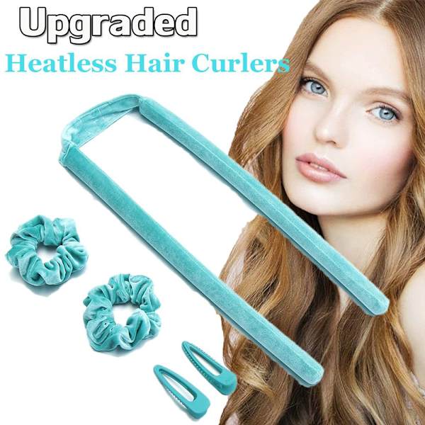 Heatless Curling Rod Headband Hair Rollers BLÅ blue