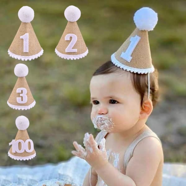 2stk Burlap Hat Baby Shower Hat NO.2 NO.2 No.2