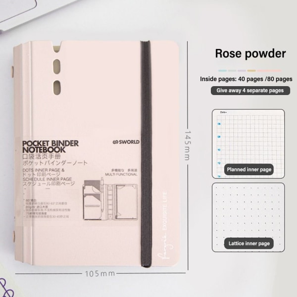 Løsblad Notatbok Ringperm Notisblokk ROSA Pink