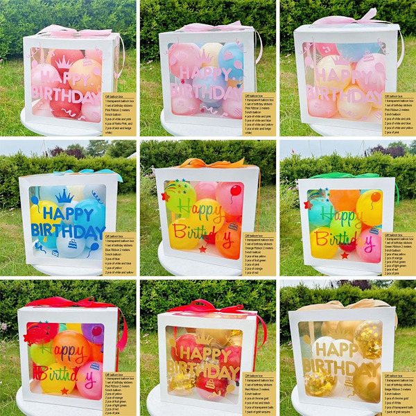 Bursdagsballongboks Transparent Box STIL 8 STIL 8 Style 8