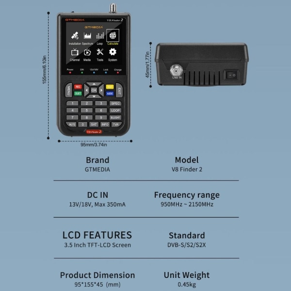 Satellitsignalfinder DVB-S/S2/S2X GTMEDIA V8 Finder 2