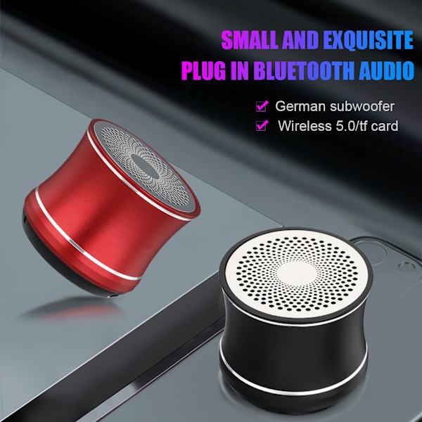 Metallkort Bluetooth -högtalare Mini Subwoofer Bärbar blå