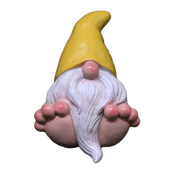 Miniatyr Gnome-figurer Big Feet Dwarfs Statue GUL yellow