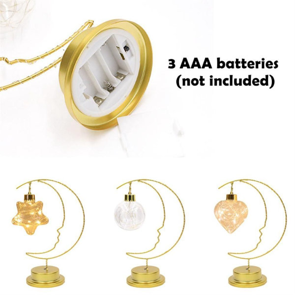Moon Led Lampe Glass Lys HJERTE HJERTE heart