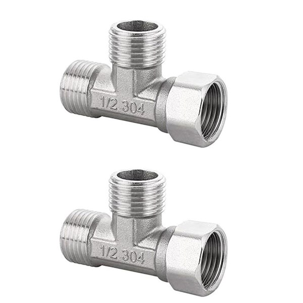 2 STK avledningsventil T Adapter VVS-sett 2PCS