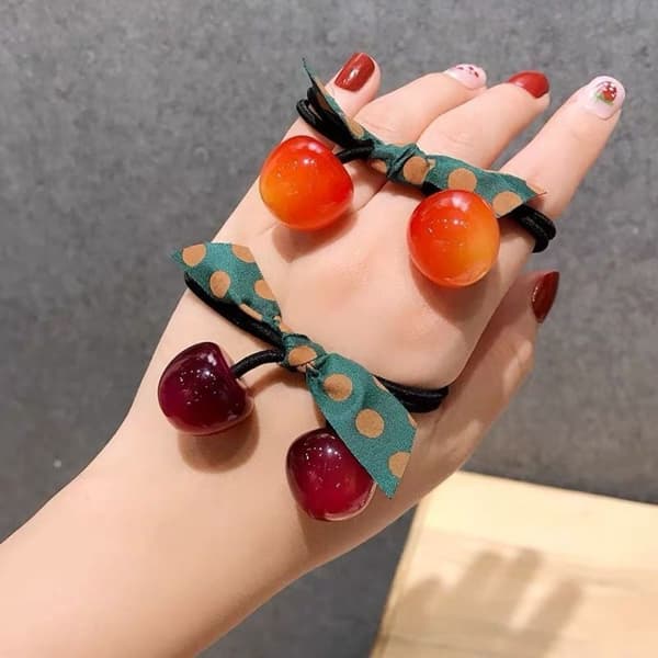 Körsbärsrep Hårband MÖRKRÖDA Dark red