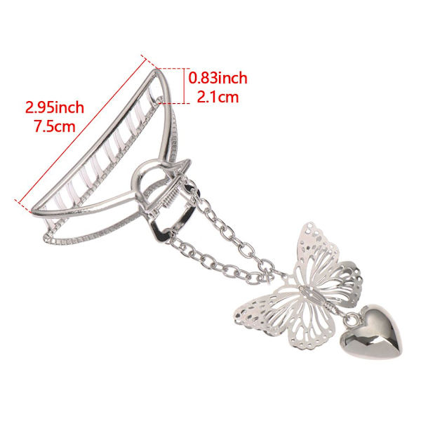 4st Metallhårgrepp Goth Butterfly Love Pendant Hair Claws