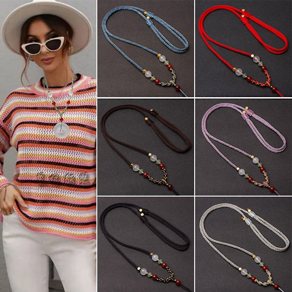 Sweater Chain Pendant Rope SORT Black