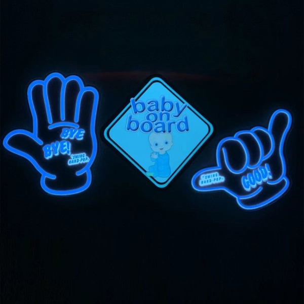LED-bilklistermærke Forrudeklistermærke BABY OM BORD BABY OM BORD Baby On Board