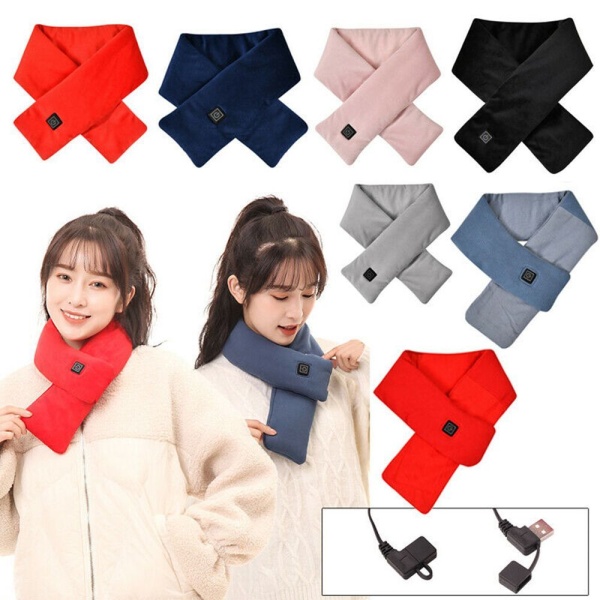 Eluppvärmd Scarf Warmer Sjal SVART black