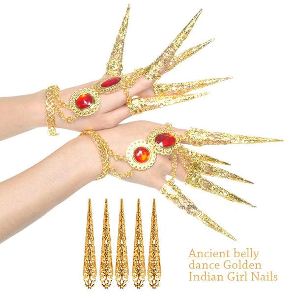 5 Stk False Nail Finger smykker GULD Gold