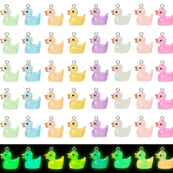 100 kpl Luminous Duck Charms helmiä Luminous Mini Resin Ducks