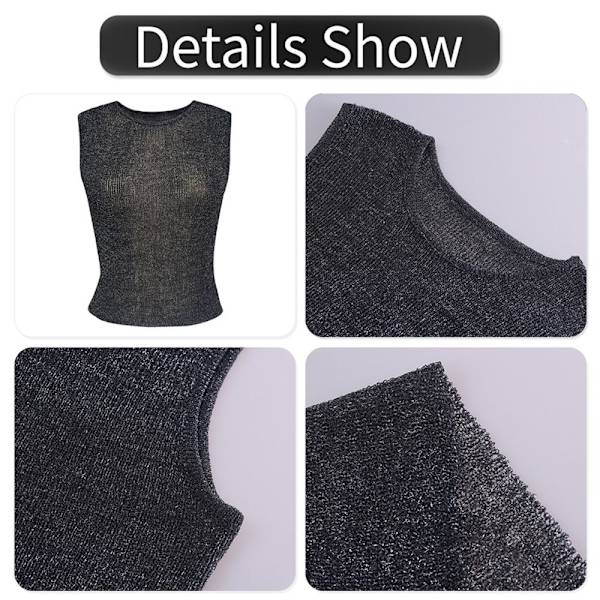Dame Crop Tops T-skjorte med ren netting SVART XL XL Black XL-XL