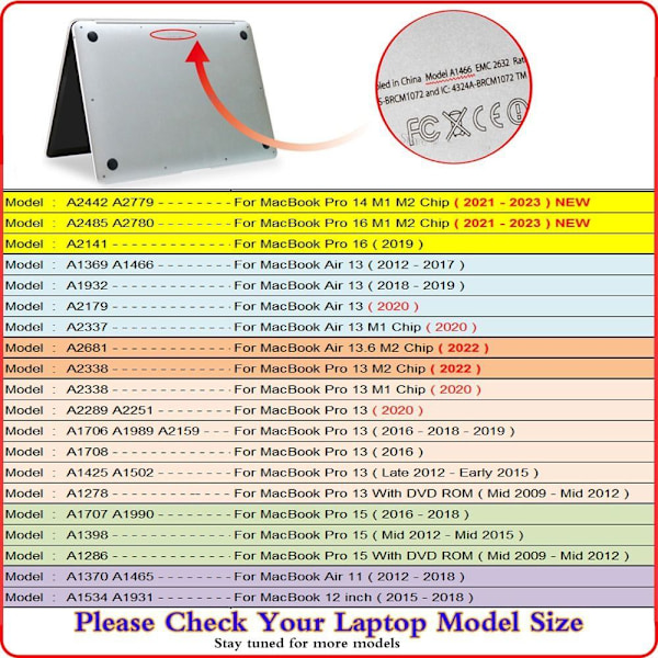 Laptop Shell Protector Stickers GRÅ 16 PRO M2 A2780 16 PRO M2 Grey 16 Pro M2 A2780-16 Pro M2 A2780