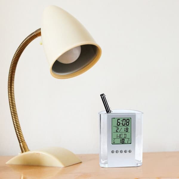 Blyantholder Digital LCD skrivebordsvækkeur