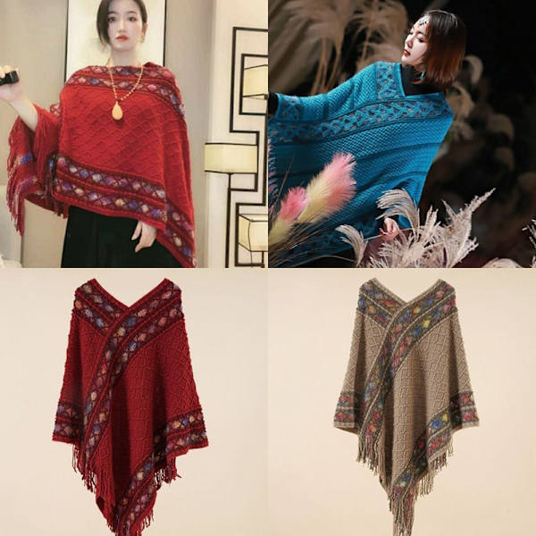 Mongolisk Poncho Rhombic Stripe Tofssjal GRÅ grey