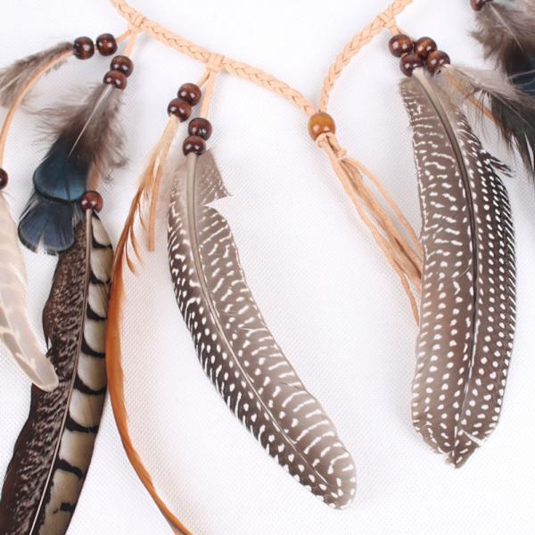 Fjerkvast pandebånd Tribal hårreb Boho kvast