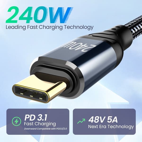 USB-C til Type C-kabel Datalinje MIDDLE BEND 3M MIDDLE BEND 3M Middle Bend 3m