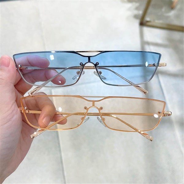Små metall solglasögon kvinnor Retro Cat Eye solglasögon C3 GOLD/GRADIENT TEA
