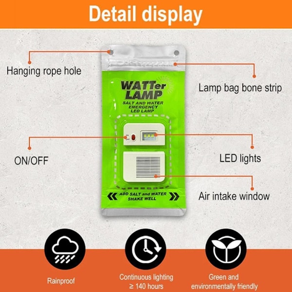 Saltvannslampe Nødlampe ORANSJE Orange