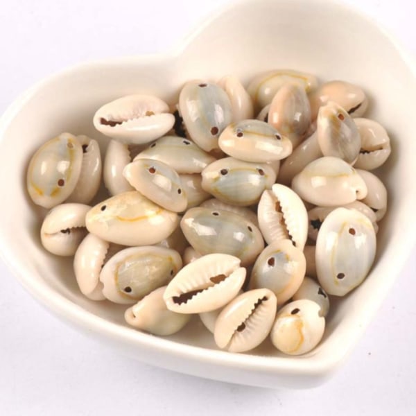 200st Dubbla Hål Pärlor Cowrie Shell Beads Seashell Beads