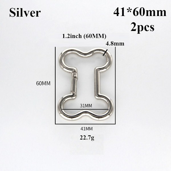 2kpl Jousirengas Soljet Karabiini Kukkarot Käsilaukut SILVER Silver 41x60mm
