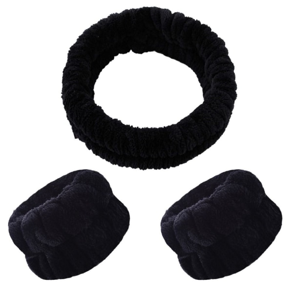 Spa Pannband Face Wash Armband SVART Black
