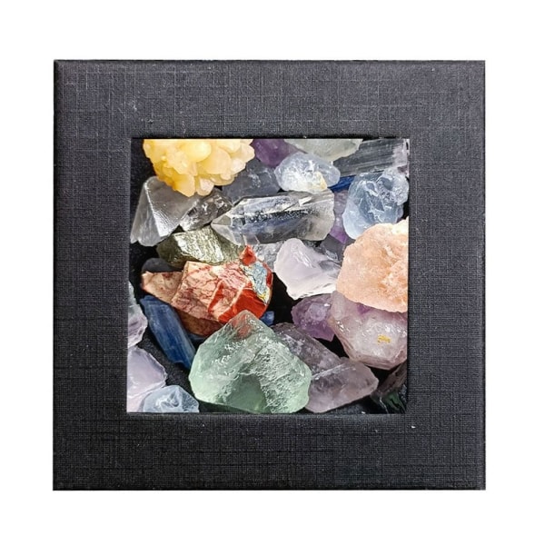 1 box blandad färg mineralprov naturliga kristall råa ädelstenar