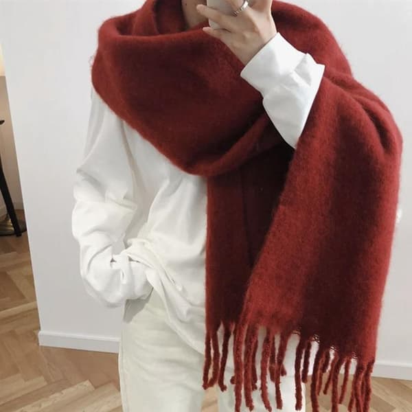 Mohair Dame Skjerf Lang Skjerf HVIT white
