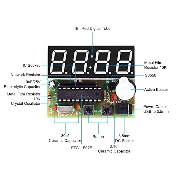 Multifunktionell digital klocksats Svetsövningar DIY Circuit