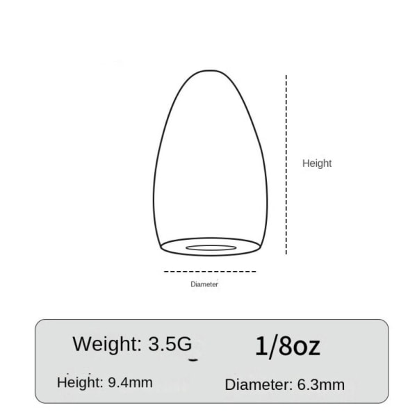 1/2/3/4/5 stk Fiske Tungsten fallsynke 3.5G-3STK 3.5G-3STK 3.5g-3pcs