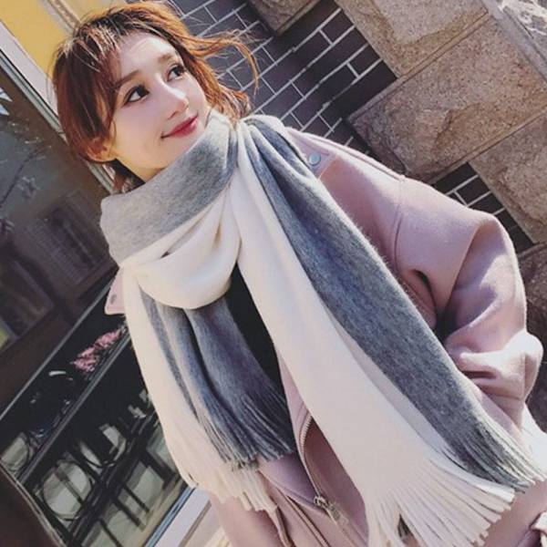 Luksus Cashmere Fargematching Dame Skjerf Vintersjal STYLE3 style3