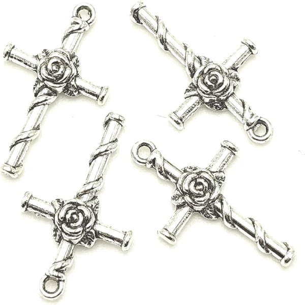 100 kpl Cross Flower Rose Charms Muinaiset ristihelmet riipukset