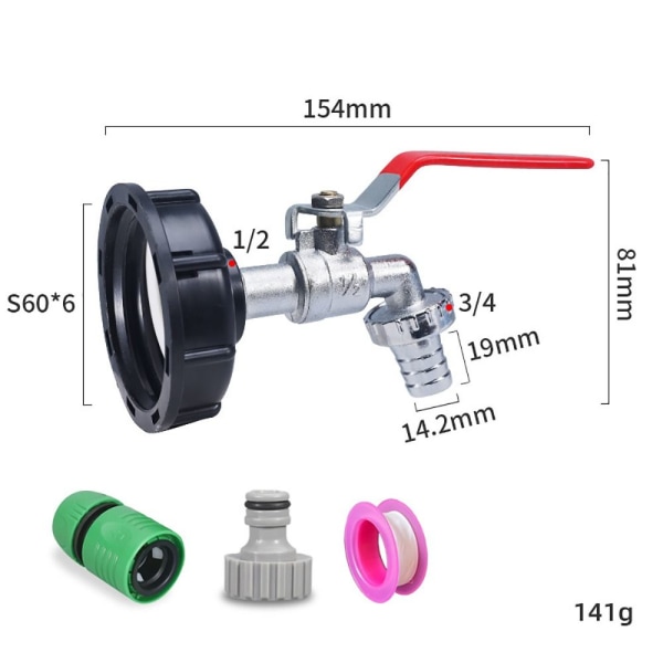 1/2'' 3/4'' IBC Tank Drænhane Adapter Connector S60X6 Til Have Hane Udskiftning 1/2-set