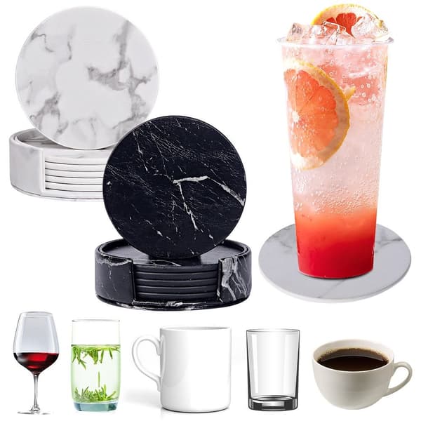 Cup Mat Pad Set Marble Texture Cup Mat MUSTA black
