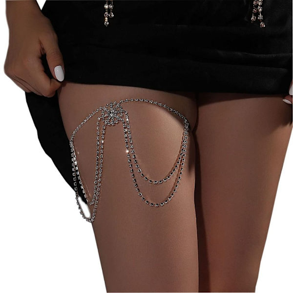 Crystal Thigh Chain Body Garter Chain Body smykker silver