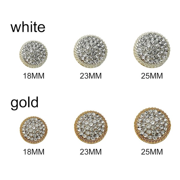 10st Metall Rhinestone Knappar Skjorta Knappar VIT 18MM10ST white 18MM10pcs-10pcs