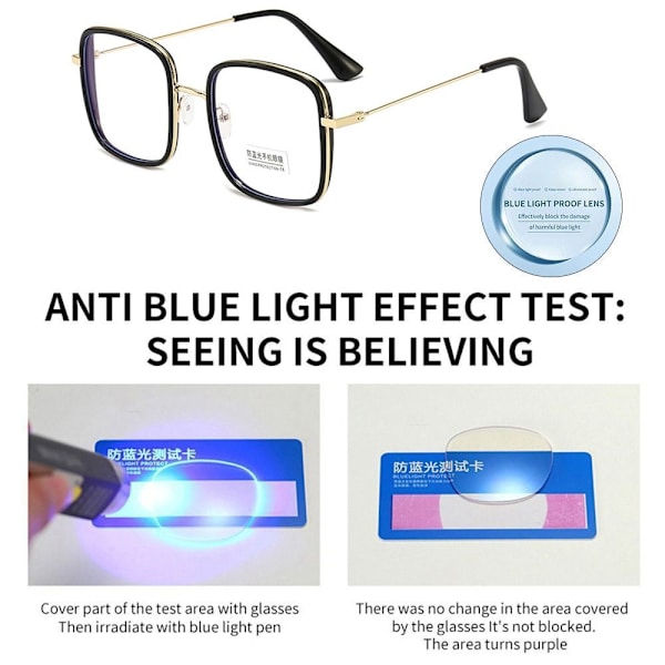 Anti-Blue Light Glasses Neliömäiset silmälasit MUSTA Black