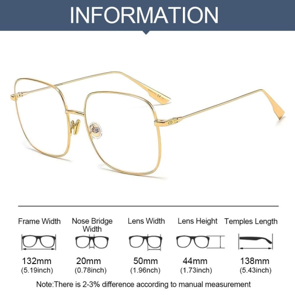 Anti-Blue Light Glasses Oversized briller GULD Gold