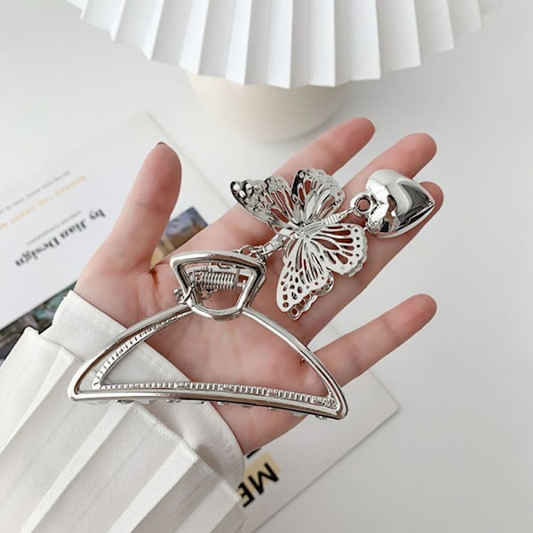 4st Metallhårgrepp Goth Butterfly Love Pendant Hair Claws