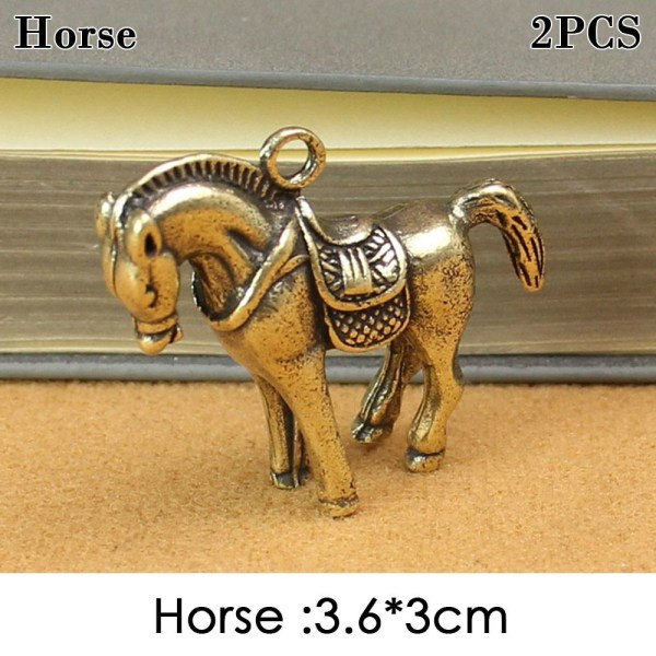 2stk Okse Ornament Skulptur Kobber Miniatyrer Figurer HEST Horse