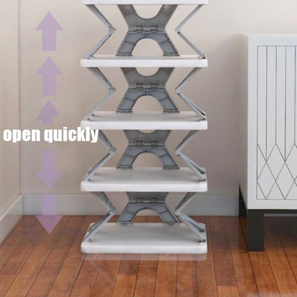 Sammenleggbare skostativer Skoskap GRÅ 4 LAG GRÅ 4 LAG Gray 4 layers