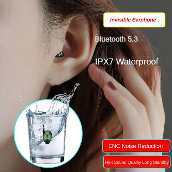 Single Mini Invisible Earphone In-Ear Earphones SVART SINGEL black Single ear-Single ear
