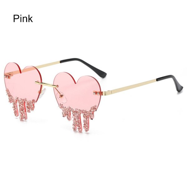 Aurinkolasit naisille Heart with Tears Muotoiltu PINK Pink